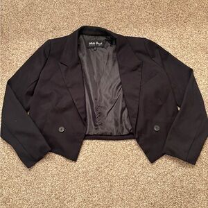White Birch Elegant Black Cropped Blazer